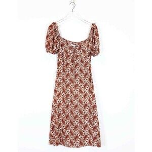 Faithfull the Brand Womens Midi Dress Size 2 Boho Peasant Cottagecore Milkmaid